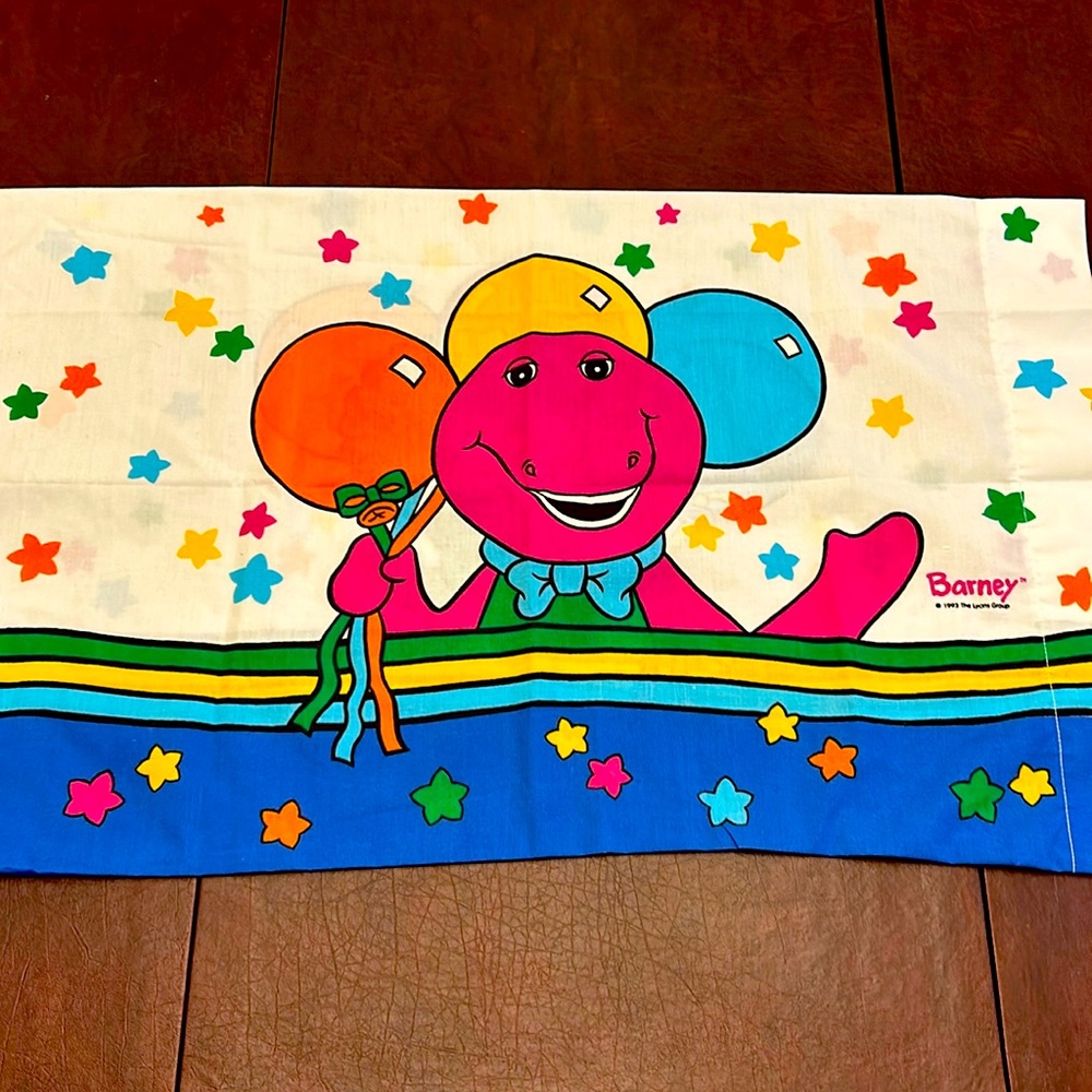 Vintage Barney and Baby Bop Pillow Case